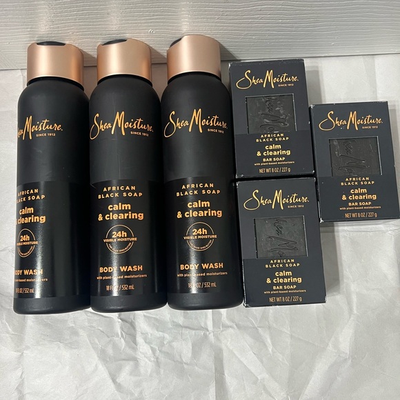 6x Shea Moisture African Black Soap Calm & Clearing Body Wash  and bar soaps - Picture 1 of 5